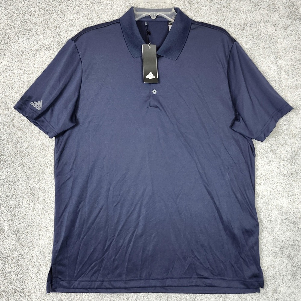 Adidas Golf Polo Shirt Mens Large Navy A230 Performance Short Sleeve Lightweight